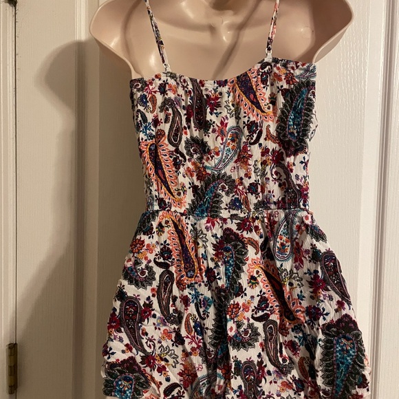 American Eagle Outfitters Y2K Multicolor Paisley Romper S Boho Preppy Casual - Picture 2 of 7